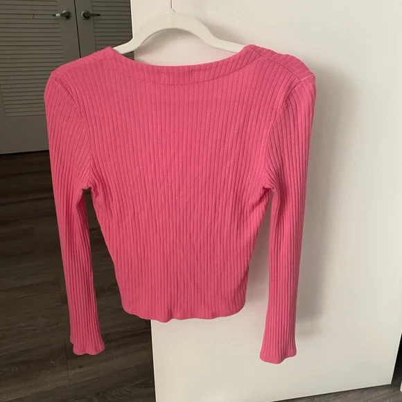 Reformation Gellar Top hot pink Candy fuschia button up - Picture 4 of 6